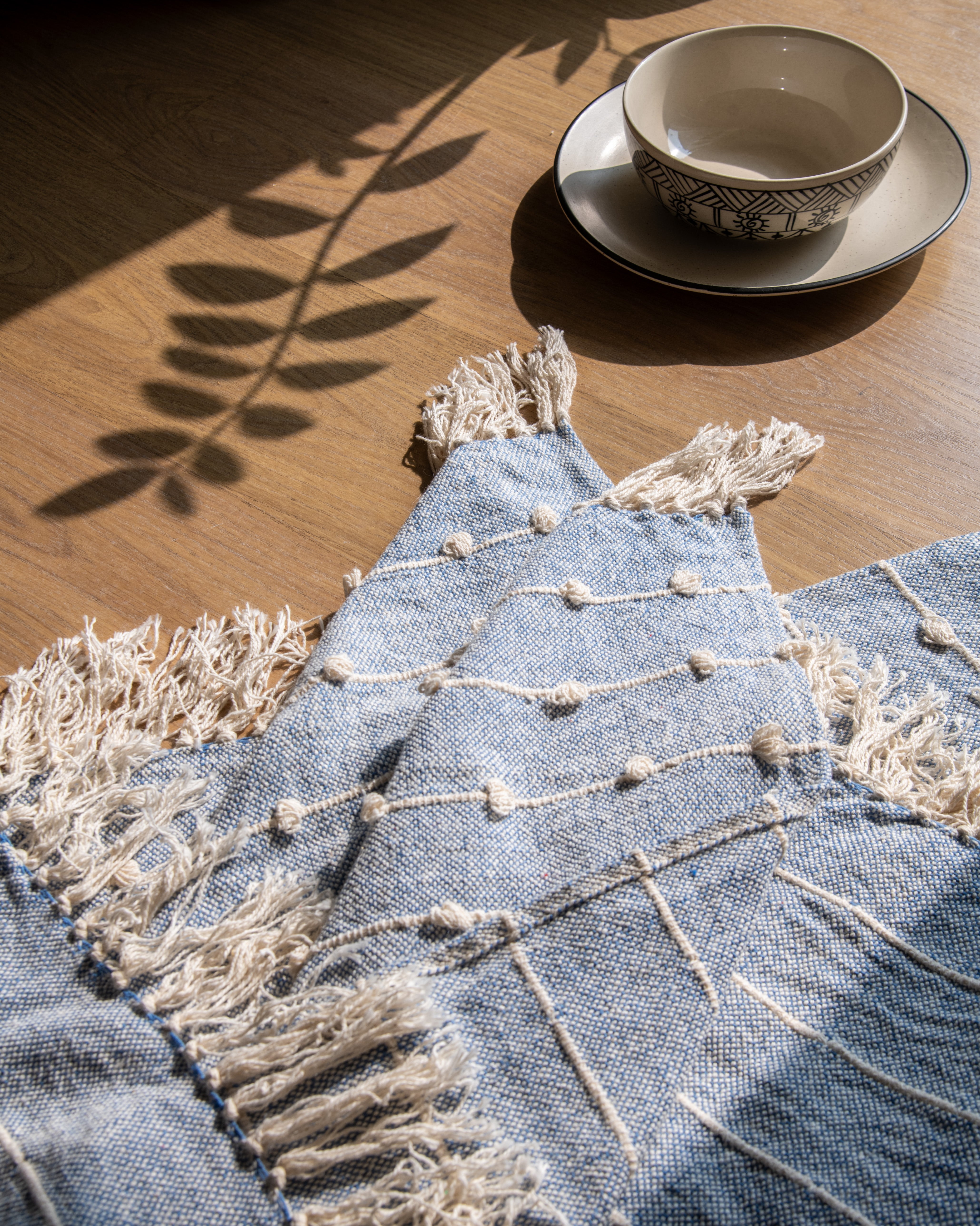 Blue with White Dots Woven Throw