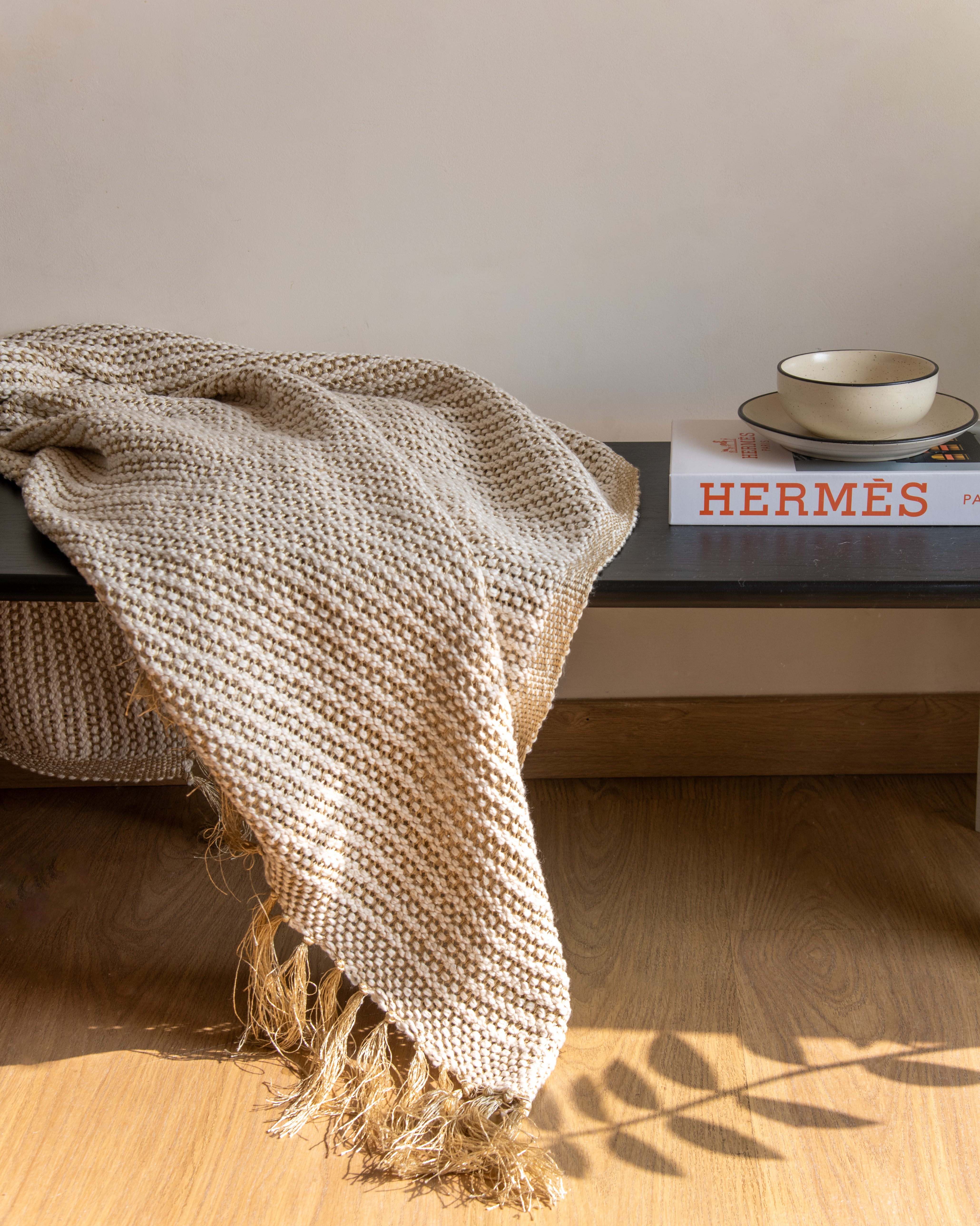 Golden and White Throw