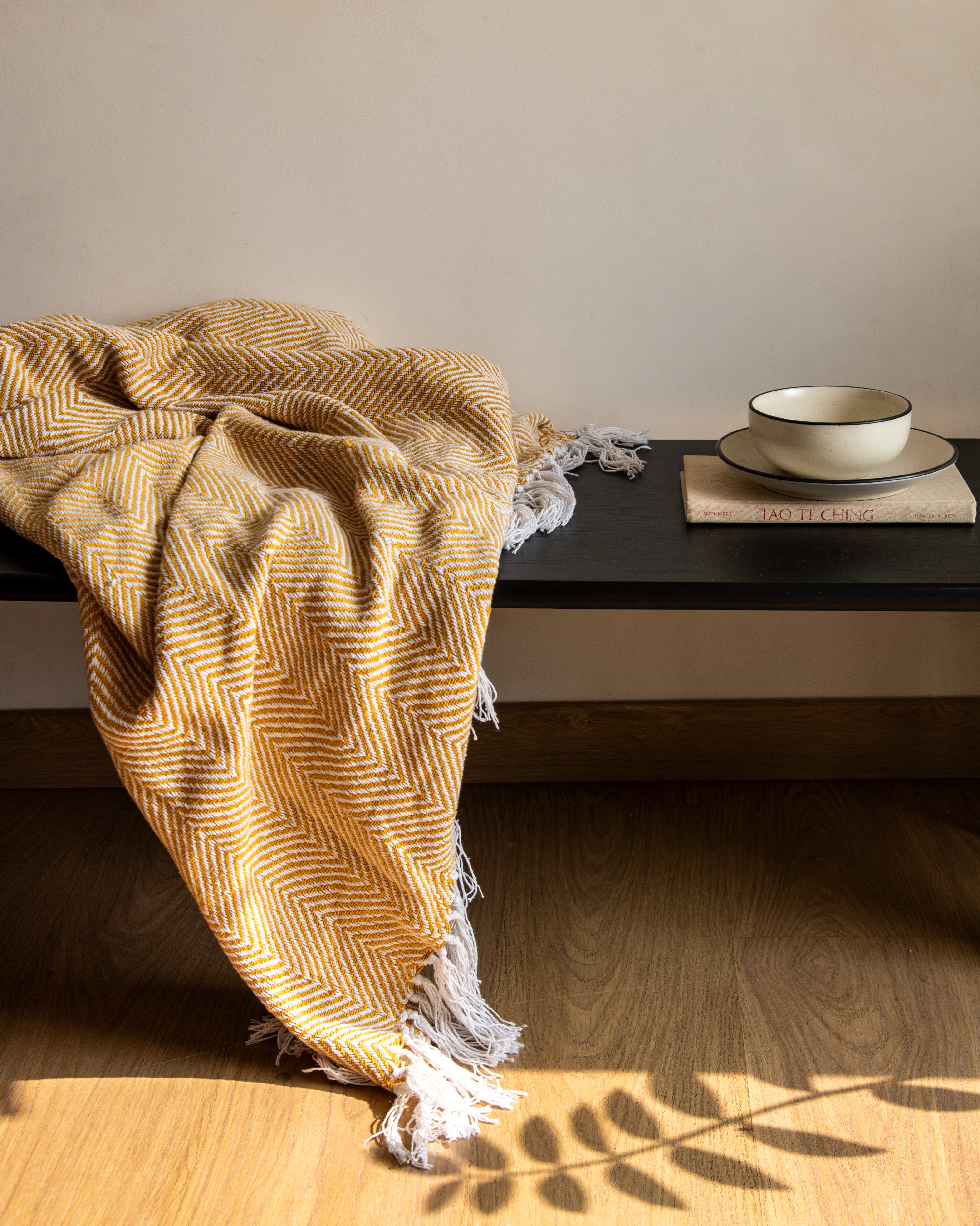 Yellow Criss Cross Woven Throw