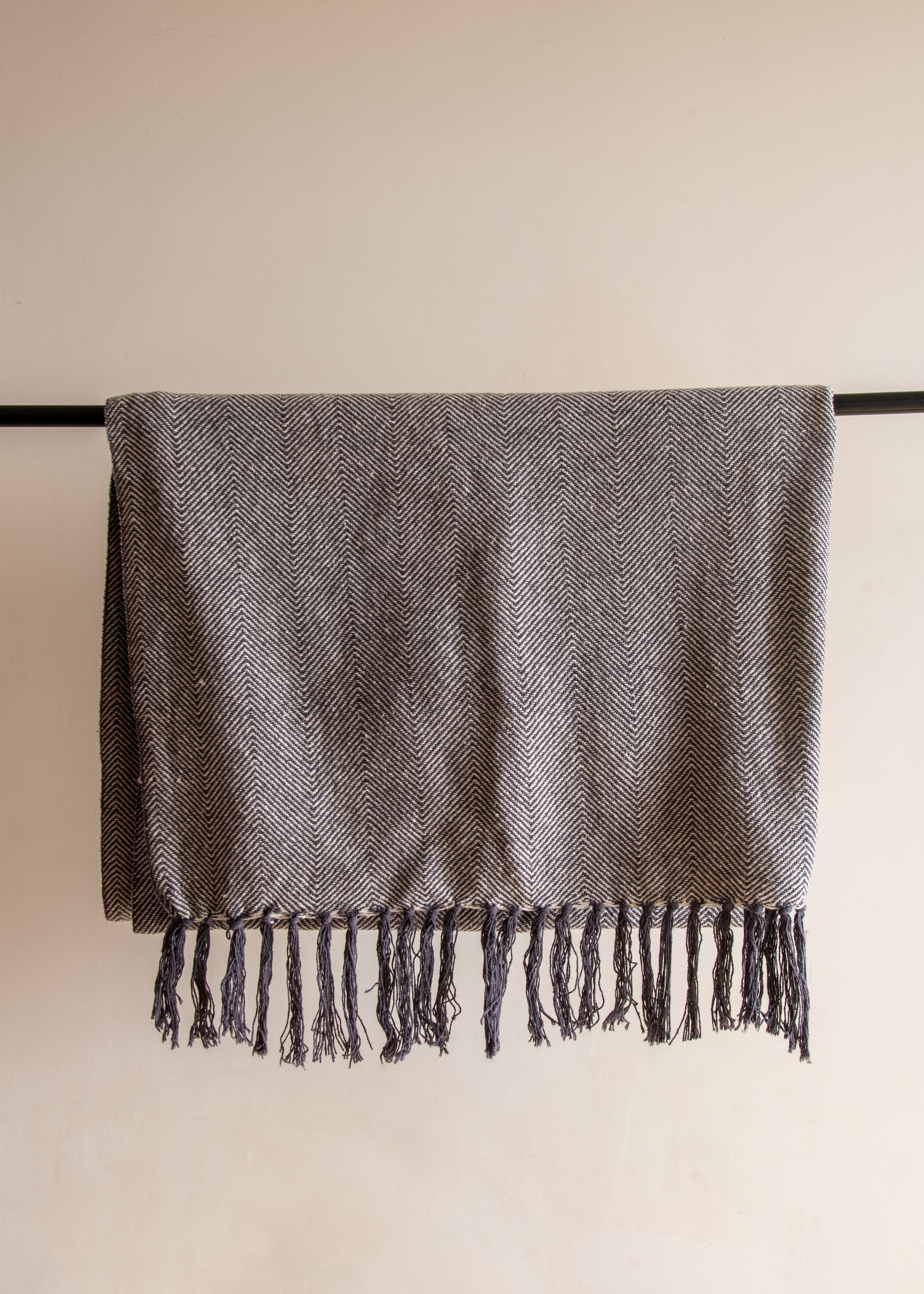 White & Grey Woven Throw