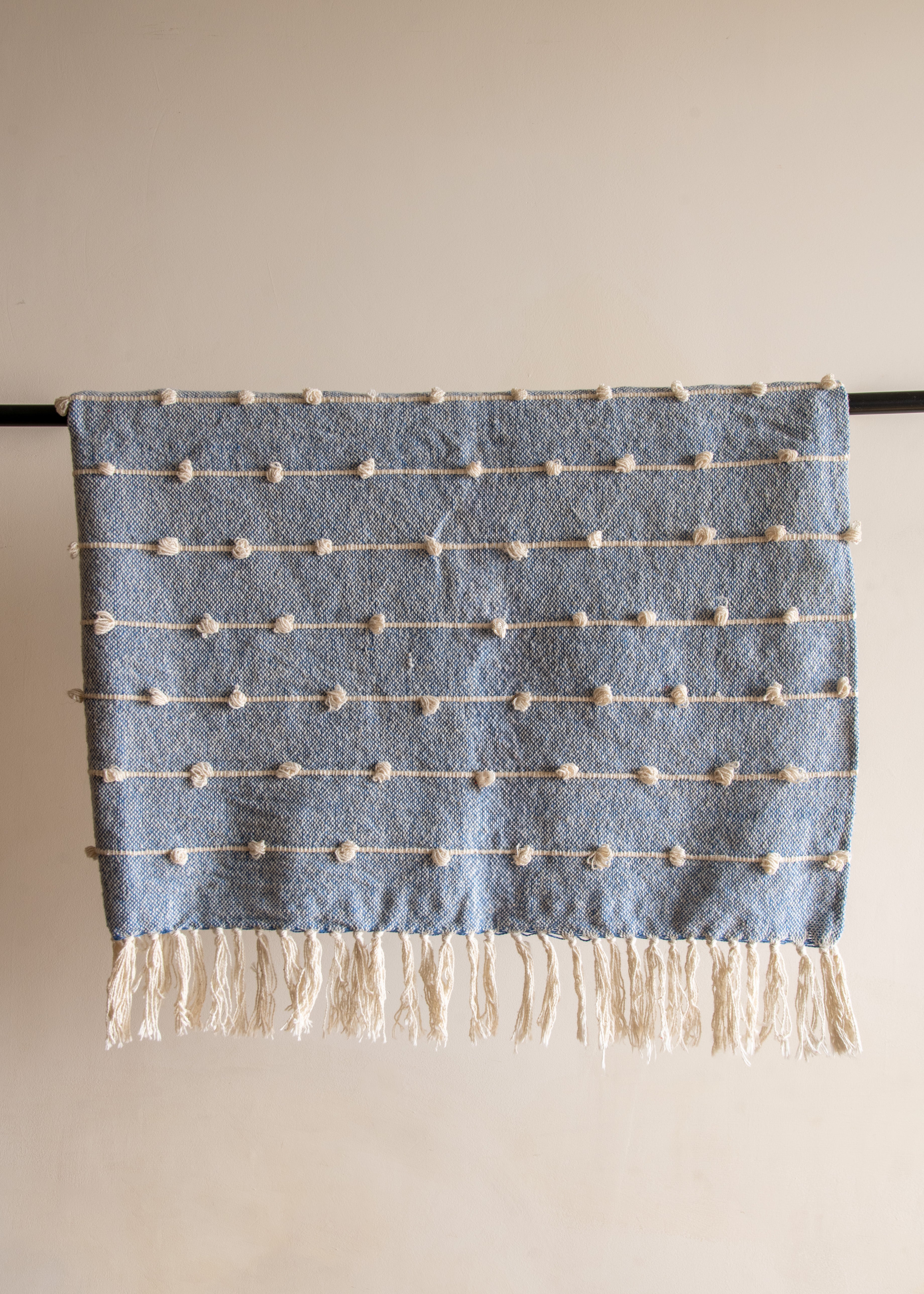 Blue with White Dots Woven Throw