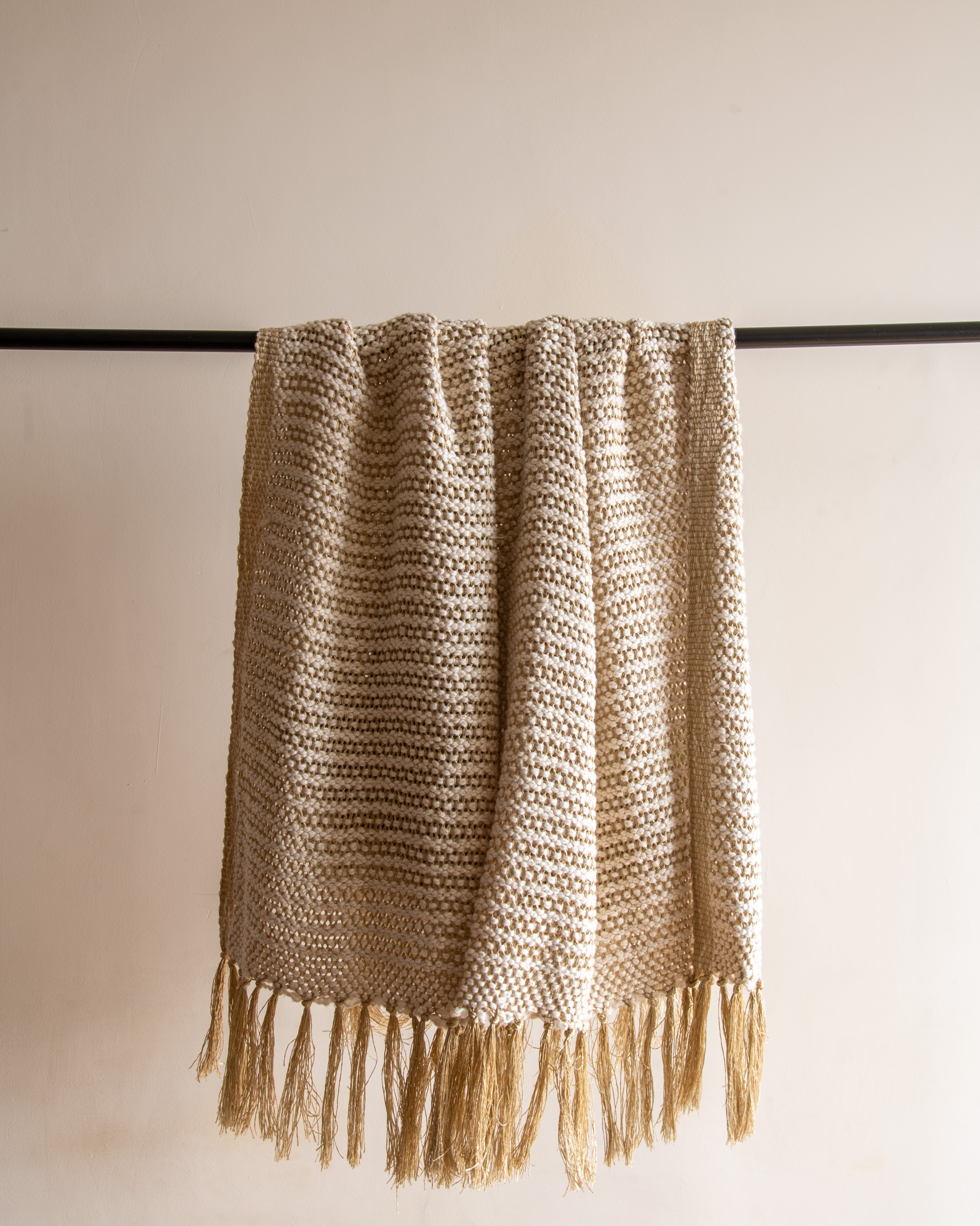 Golden and White Throw