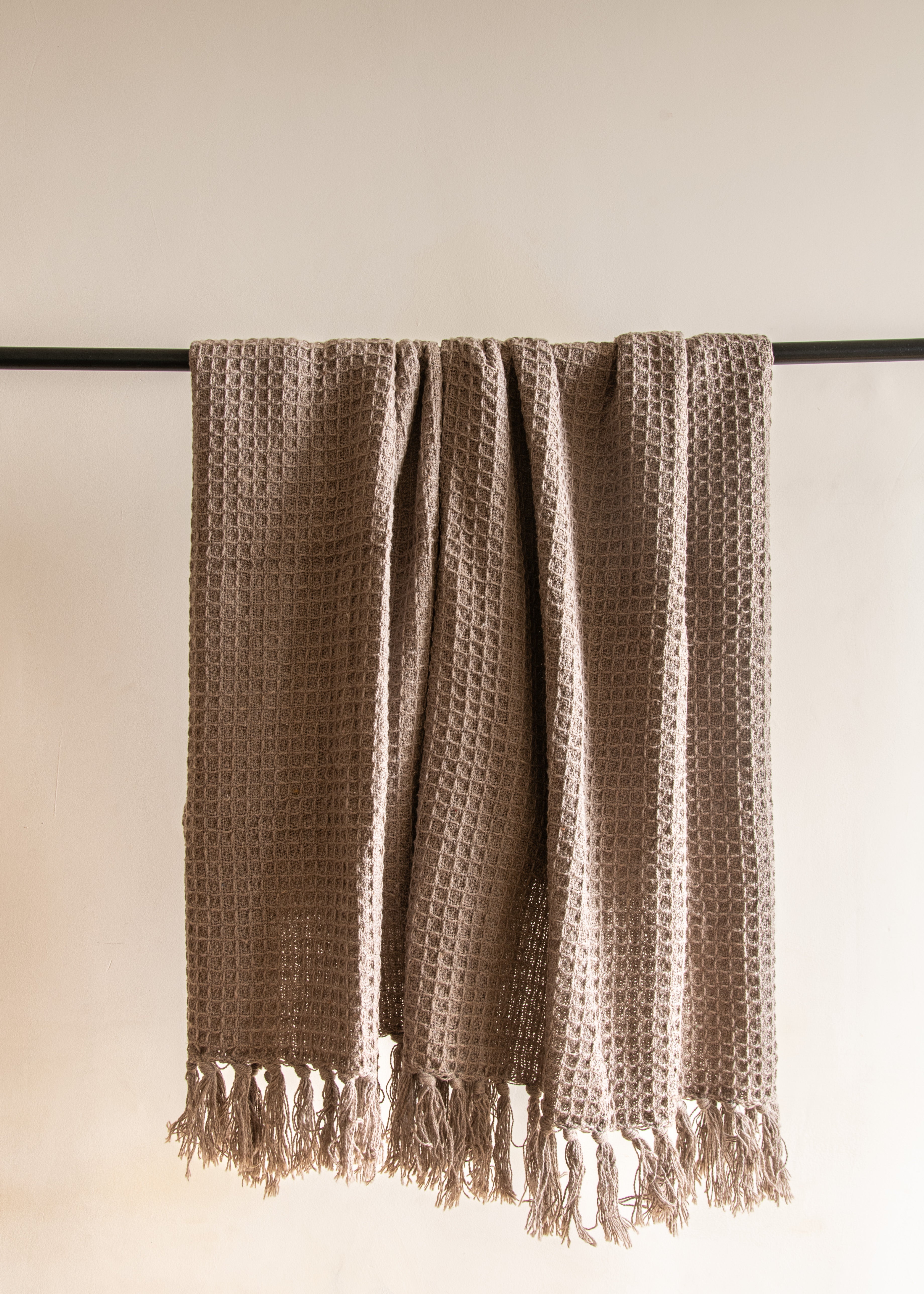 Brown Square Pattern Woven Throw