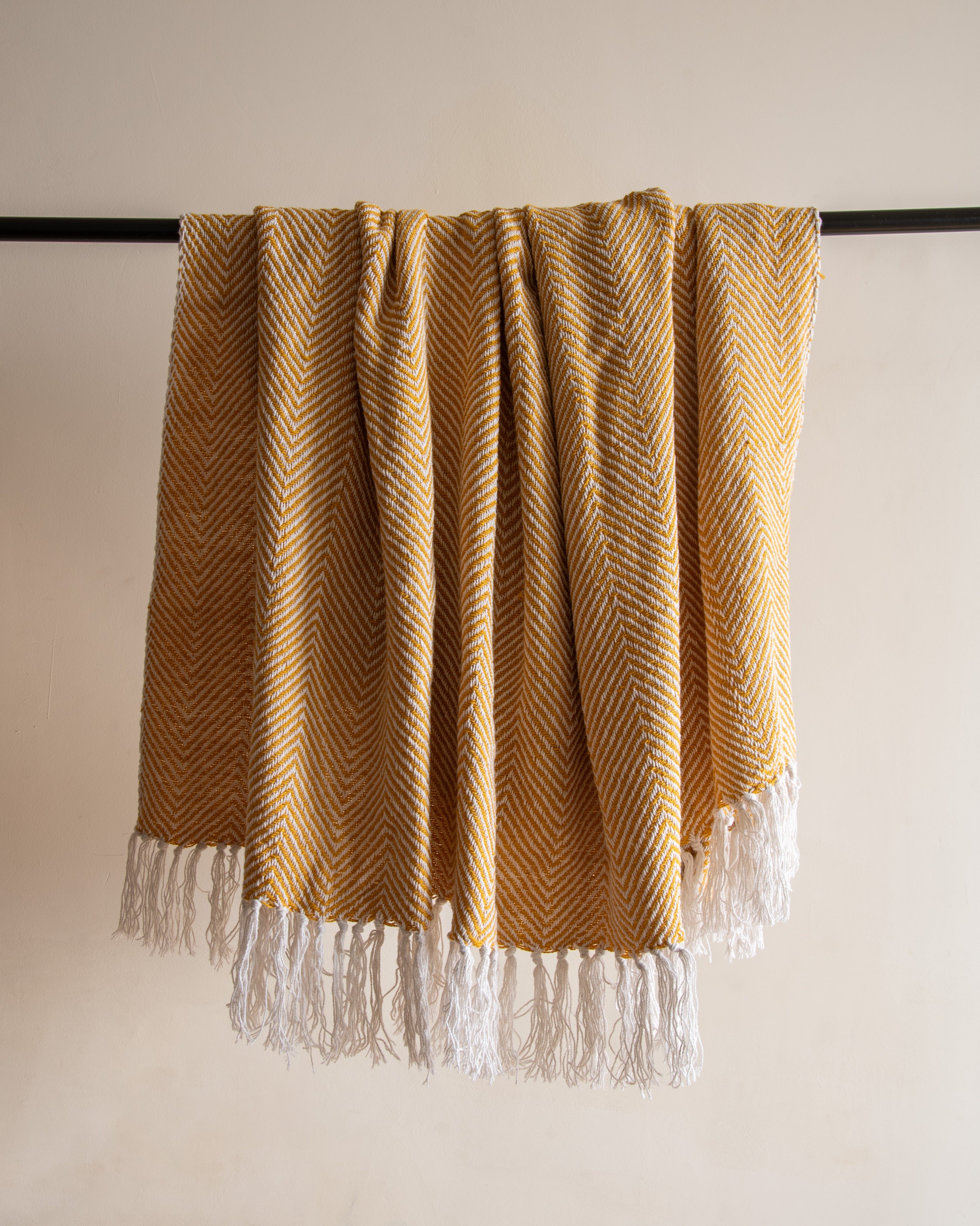 Yellow Criss Cross Woven Throw