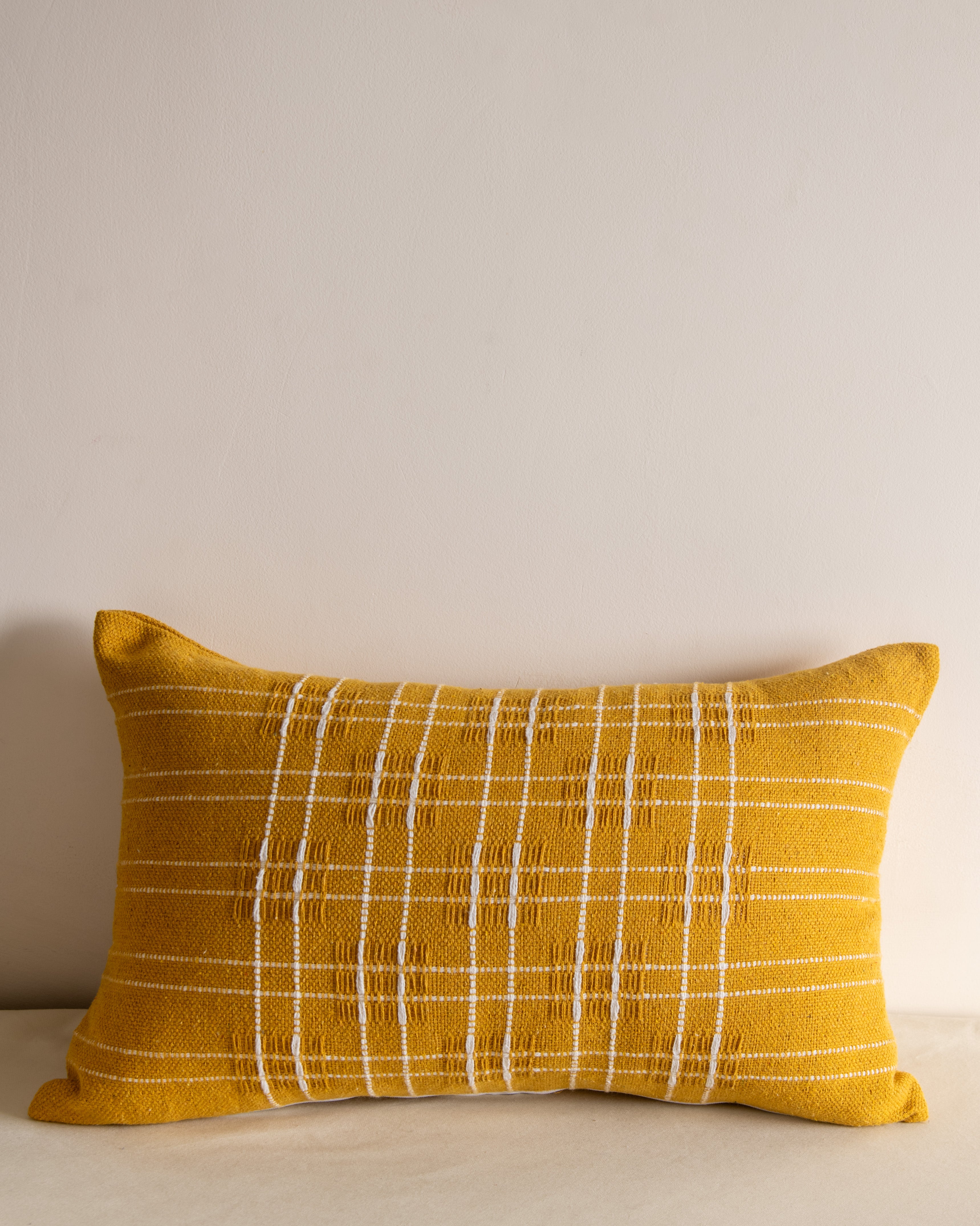 Mustard Woven Cushion Cover, 12 Inch x 20 Inch
