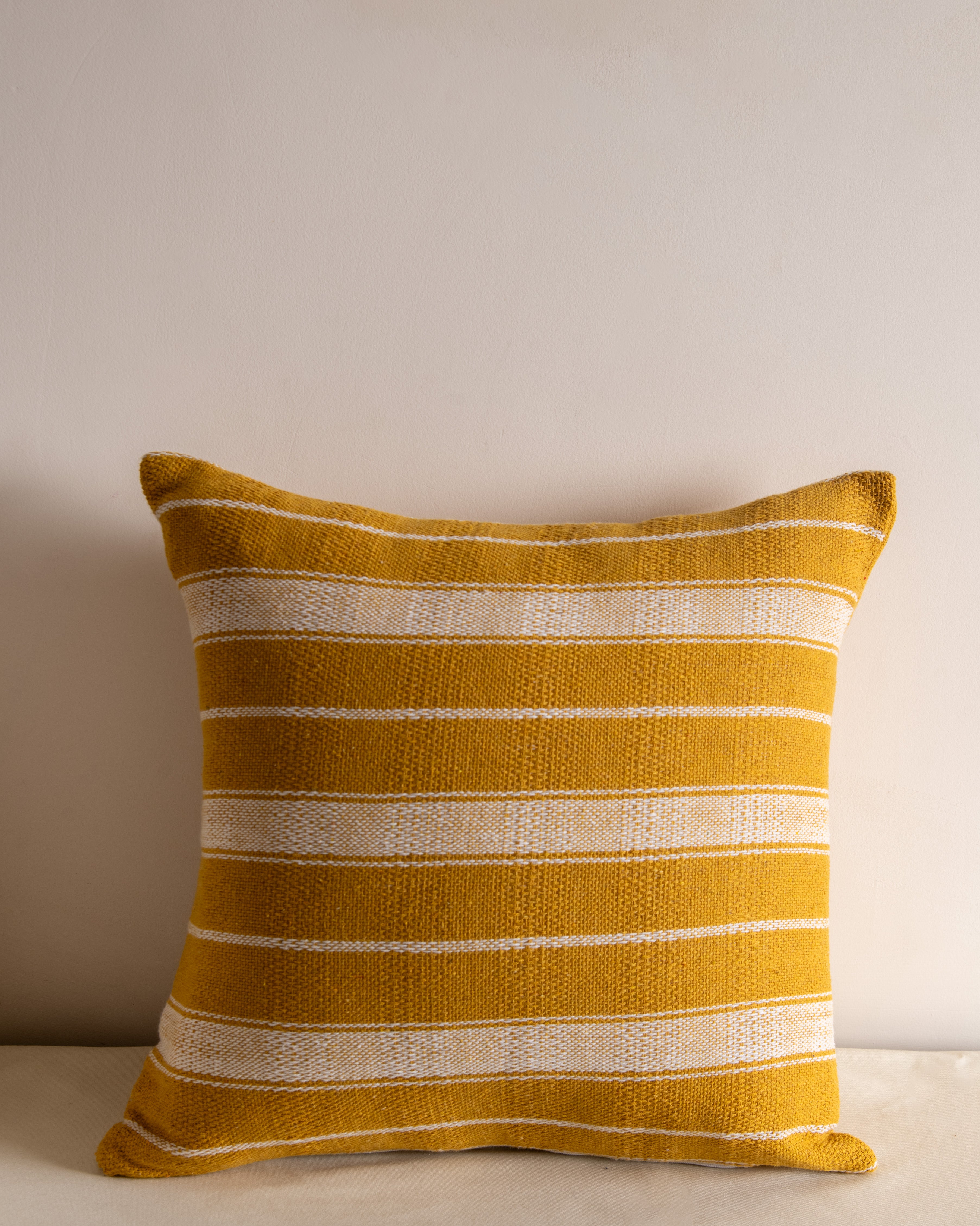 Mustard Woven Cushion Cover, 18 Inch x 18 Inch