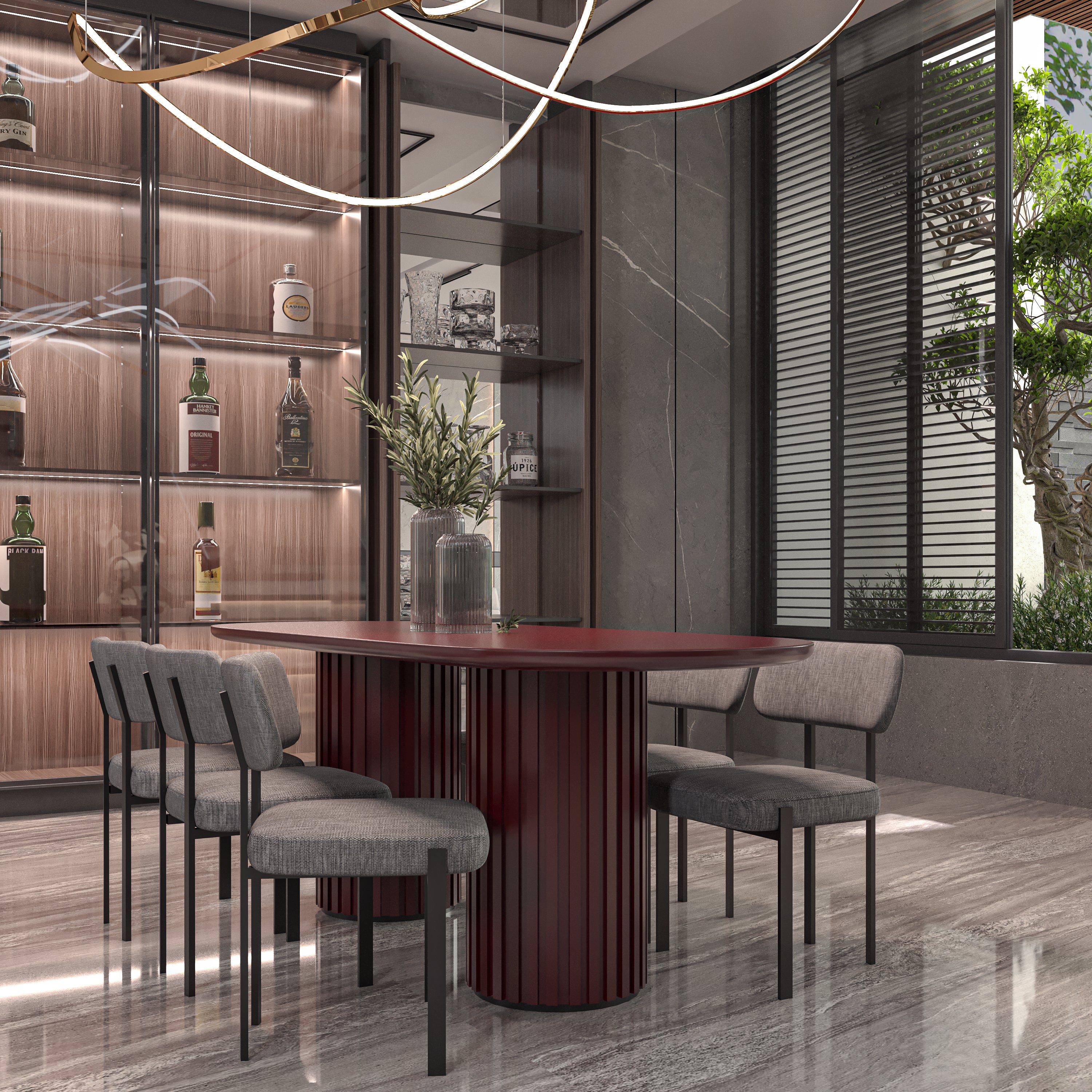 Dining Table With Fluted Legs - NEW