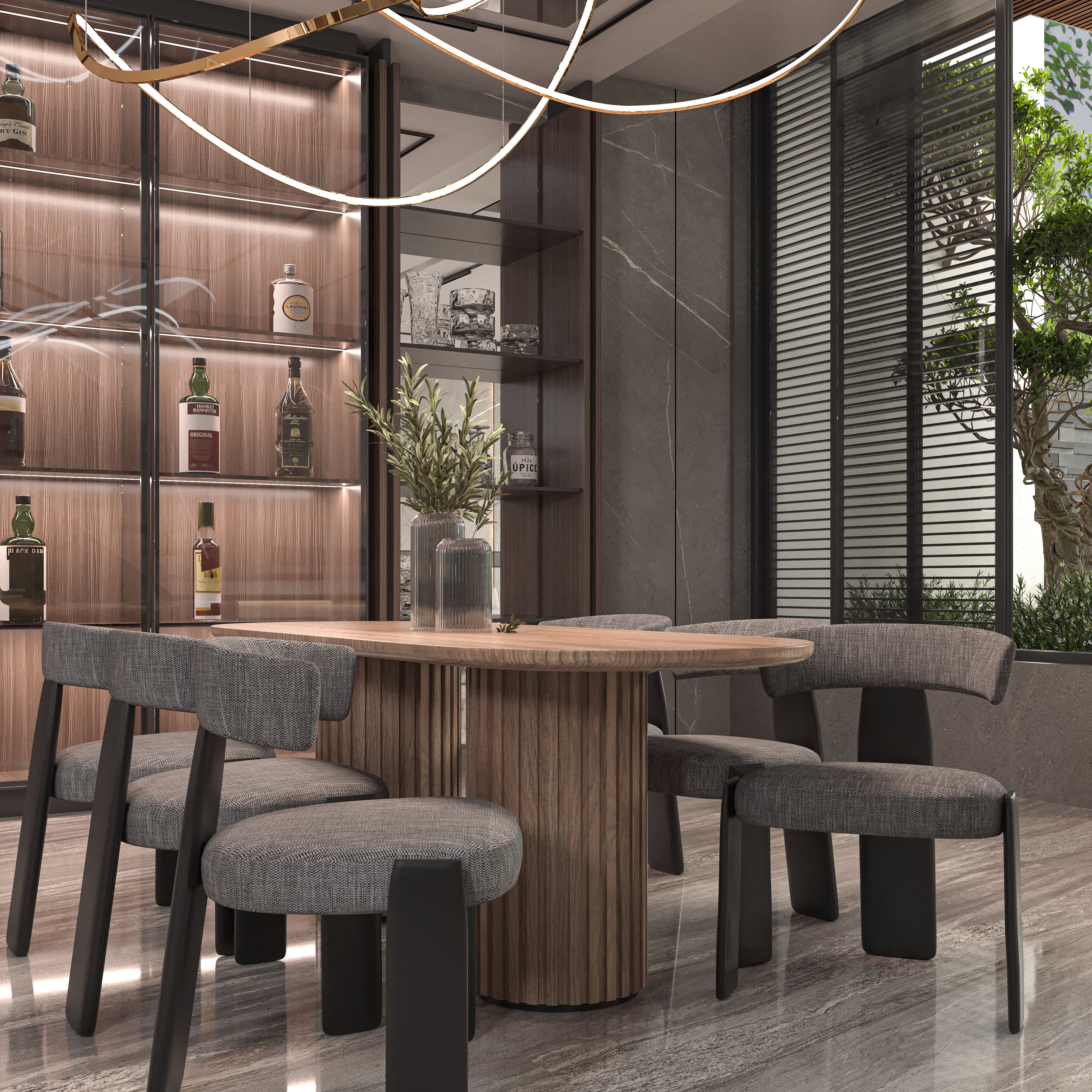 Dining Table With Fluted Legs - NEW