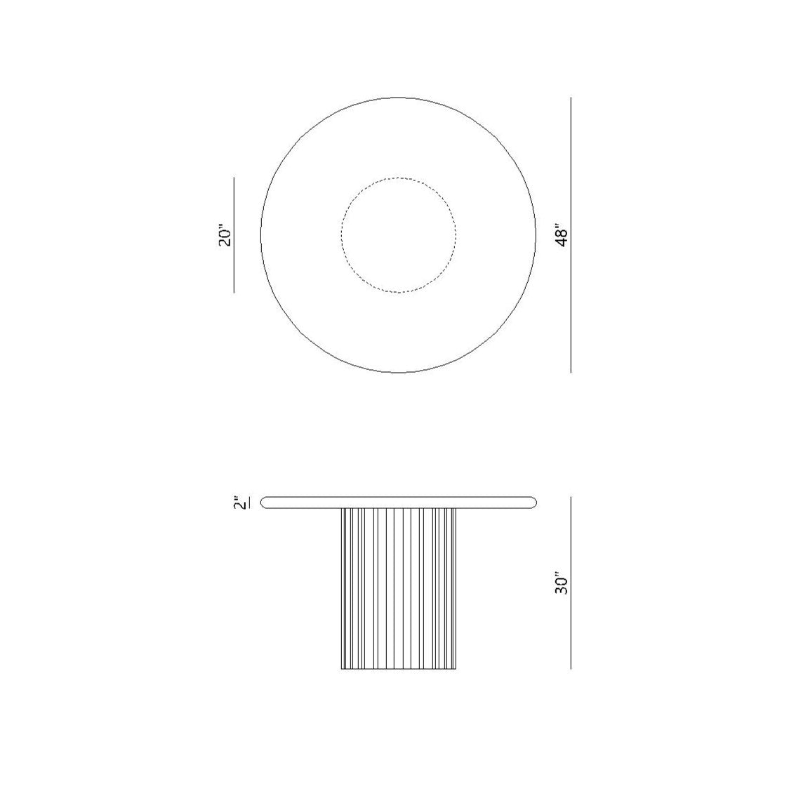 Dining Table With Fluted Legs - NEW