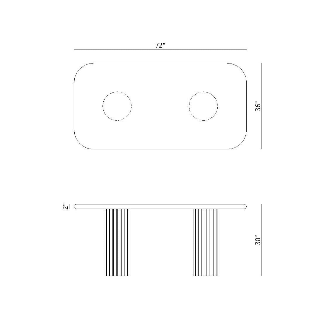 Dining Table With Fluted Legs - NEW