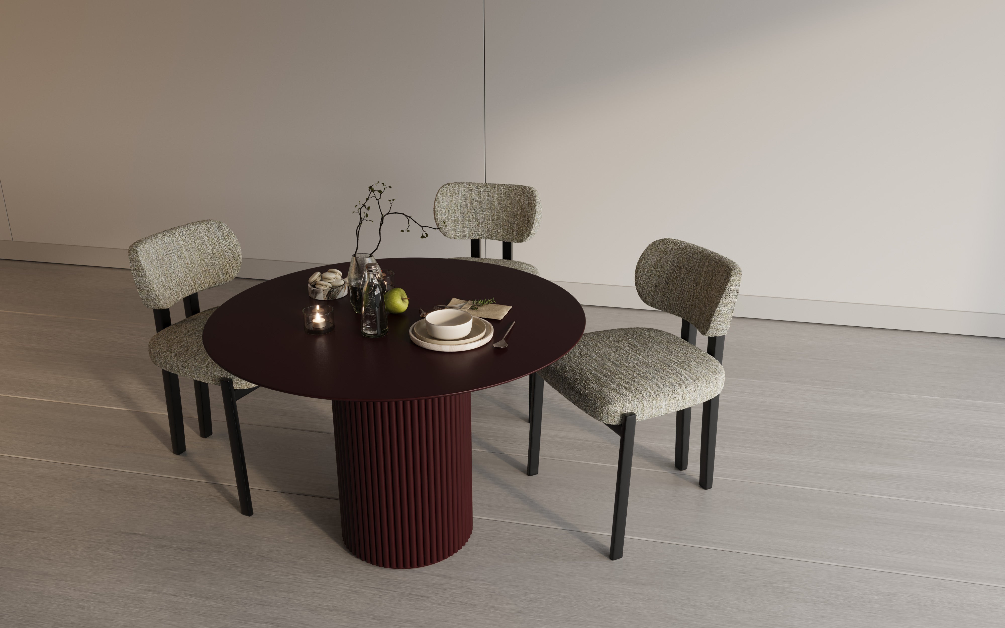 Capri Round Fluted Dining Table | Options - 2 Seater, 3 Seater, 4 Seater & 6 Seater