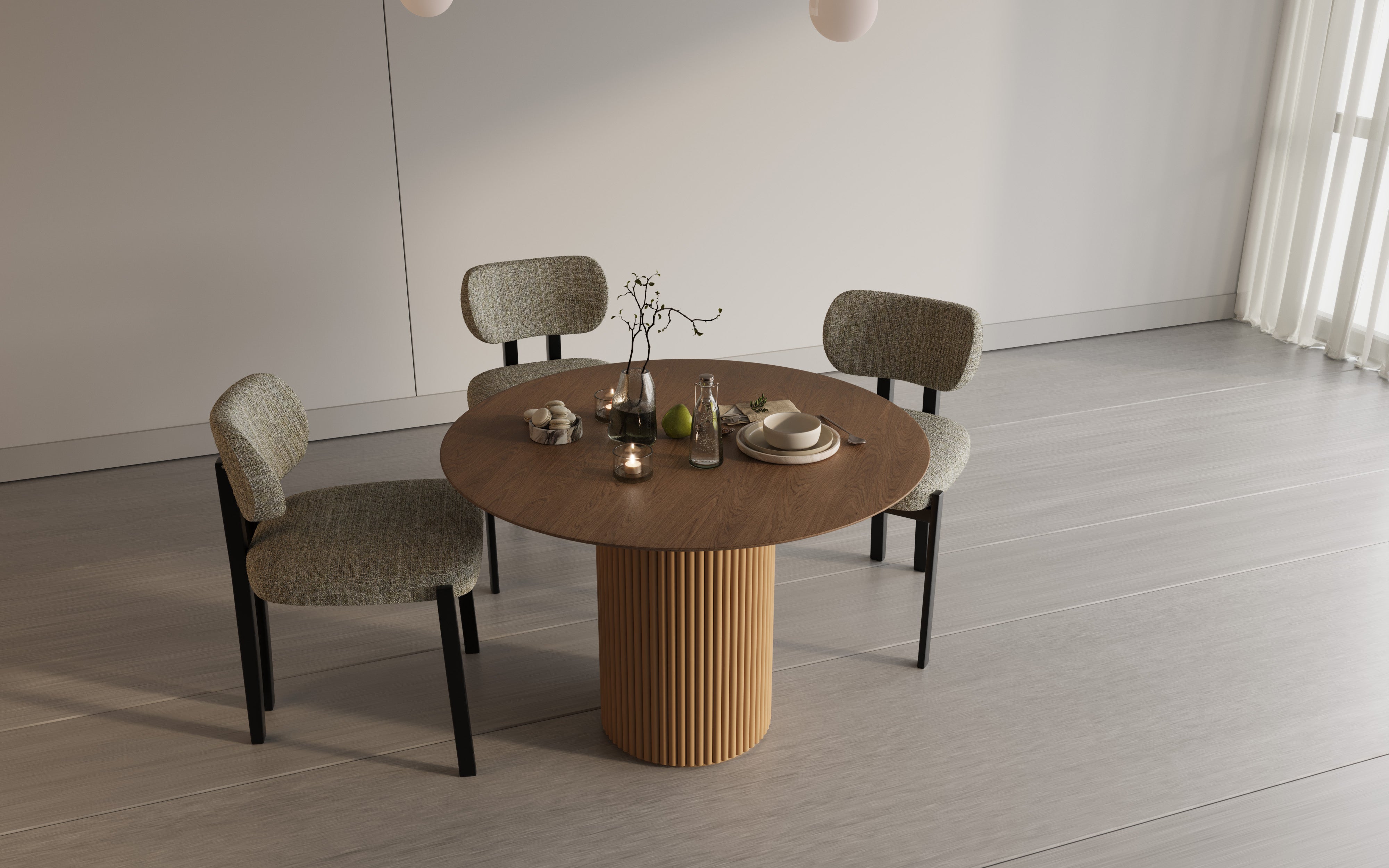 Capri Round Fluted Dining Table | Options - 2 Seater, 3 Seater, 4 Seater & 6 Seater